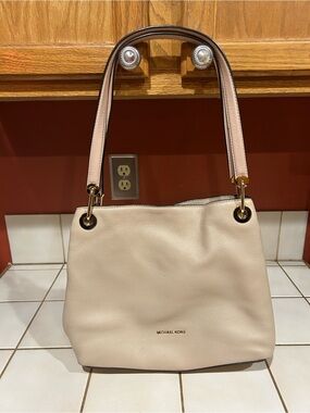 Michael Kors Pale Blush Leather Shoulder Bag with Gold Hardware